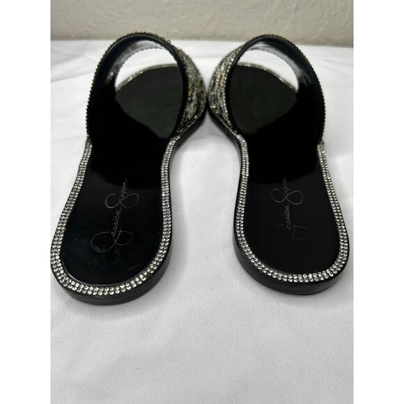 JESSICA SIMPSON Womens Black Jelly Kassime Square Toe Slip On Slide Sandals Sz 7 - Picture 3 of 8